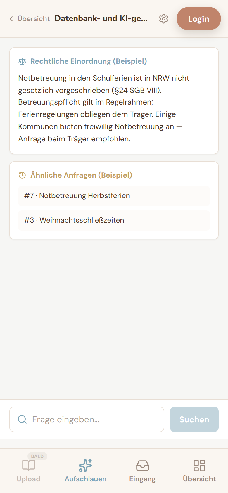 Elternrat Aufschlauen mit KI-Recherche und Wissensdatenbank